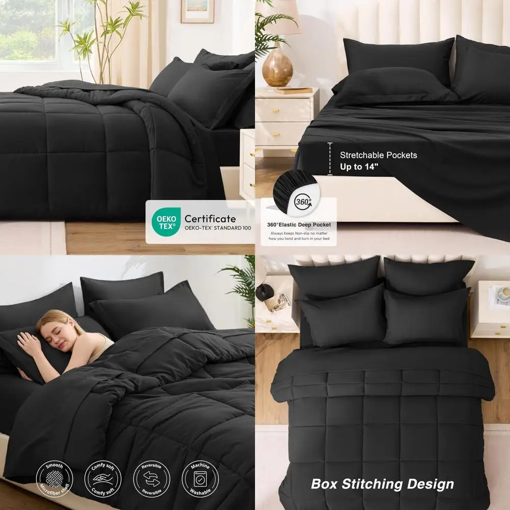 Всесезонный комплект одеял California King из 7 предметов из пепласта и черного цвета с постельным бельем
Всесезонный комплект одеял California King из 7 предметов из пепласта и черного цвета с постельным бельем