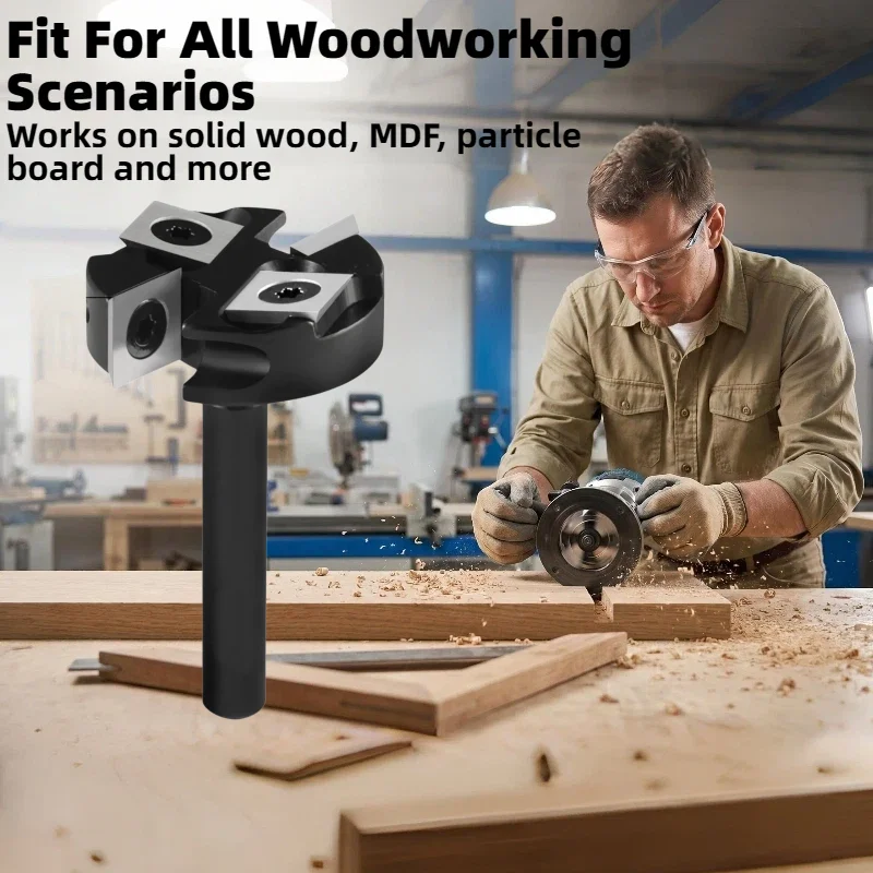 6.35/8/12/12.7mm Shank Surfacing Router Bit 2+2 Flute Carbide Insert Planer Bit 31.75-63.5mm Slab Flattening Cutter Woodworking
6.35/8/12/12.7mm Shank Surfacing Router Bit 2+2 Flute Carbide Insert Planer Bit 31.75-63.5mm Slab Flattening Cutter Woodworking