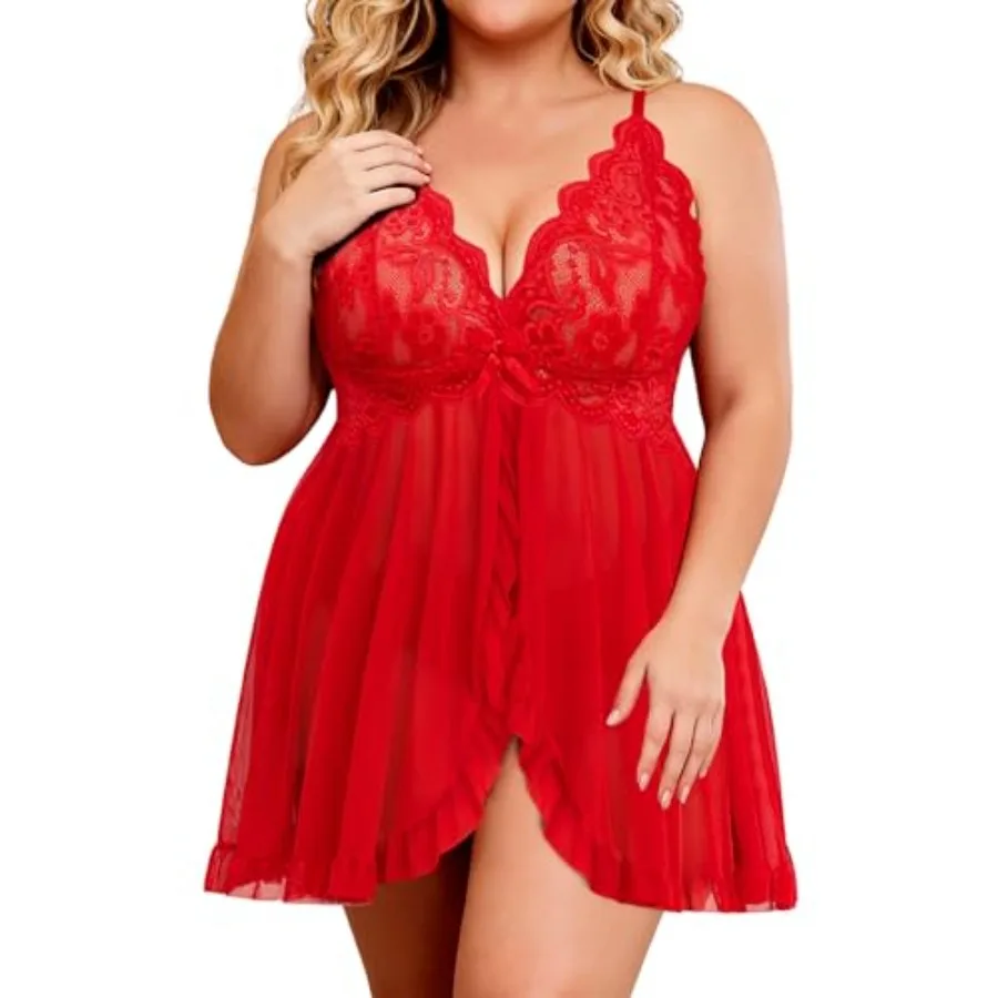 Girece Plus Size Lingerie for Women Babydoll Lingerie Dress V Neck Front Closure Sexy Sleepwear Lace Nightdress
Girece Plus Size Lingerie for Women Babydoll Lingerie Dress V Neck Front Closure Sexy Sleepwear Lace Nightdress