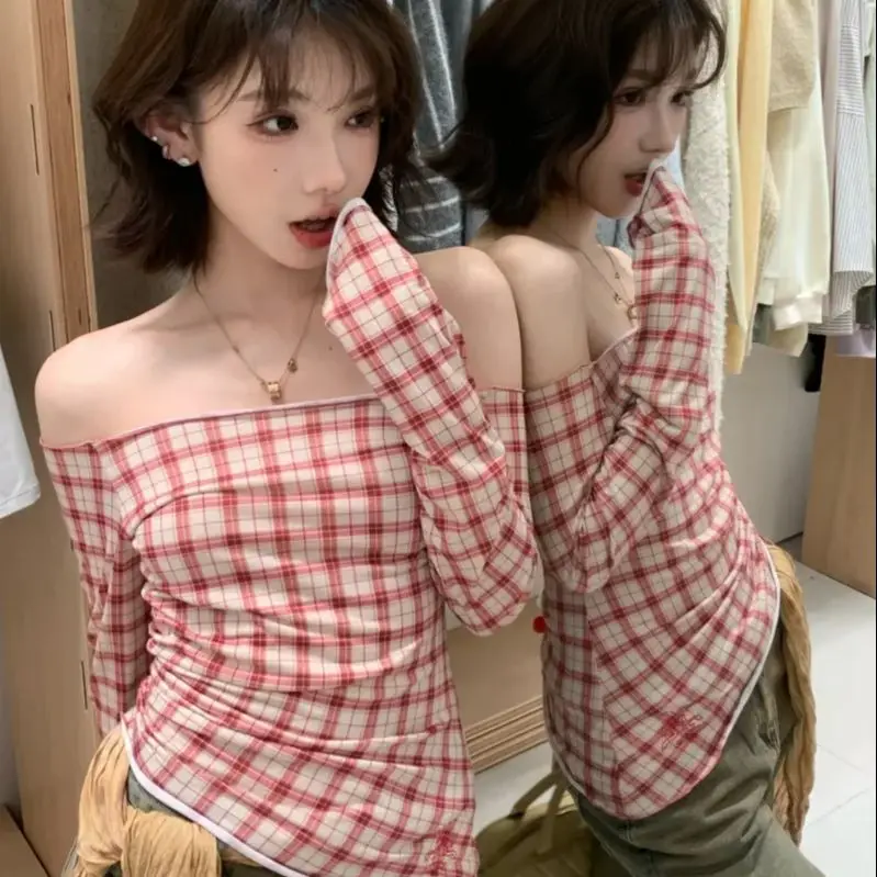 Retro Street Hot Girls Contrasting Color Plaid Long-Sleeved T-Shirt Women'S Chic Korean Slim Fit Bottom Shirt
Retro Street Hot Girls Contrasting Color Plaid Long-Sleeved T-Shirt Women'S Chic Korean Slim Fit Bottom Shirt