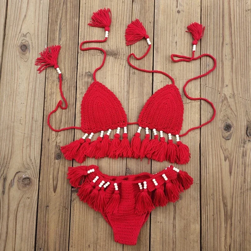 Knitted Swimsuit Women Bikinis Spliced Tassel Triangle Bandage High Cut Thong Bikini Set 2025 New Chic Design Sense Bathing Suit
Knitted Swimsuit Women Bikinis Spliced Tassel Triangle Bandage High Cut Thong Bikini Set 2025 New Chic Design Sense Bathing Suit