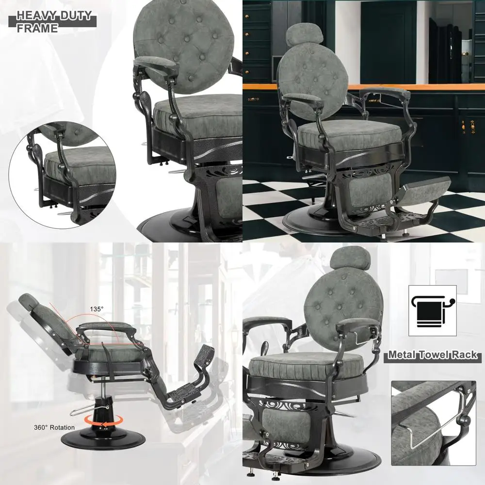 Sturdy Vintage Reclining Barber Chair with Hydraulic Rest, 700lb Capacity & 360° Swivel, Proportional Beauty Spa Shampoo Chair (
Sturdy Vintage Reclining Barber Chair with Hydraulic Rest, 700lb Capacity & 360° Swivel, Proportional Beauty Spa Shampoo Chair (