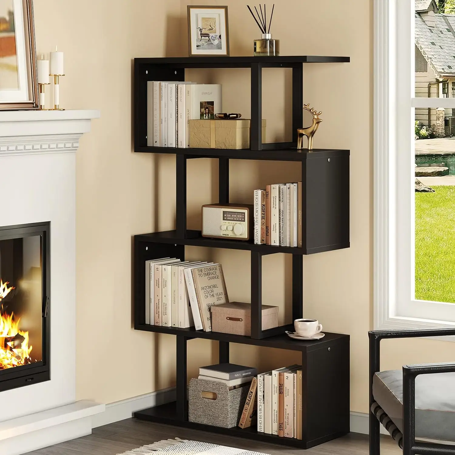 5-Tier Bookshelf, S-Shaped Z-Shelf Bookshelves and Bookcase, Modern Freestanding Multifunctional Decorative Storage Shelving for
5-Tier Bookshelf, S-Shaped Z-Shelf Bookshelves and Bookcase, Modern Freestanding Multifunctional Decorative Storage Shelving for