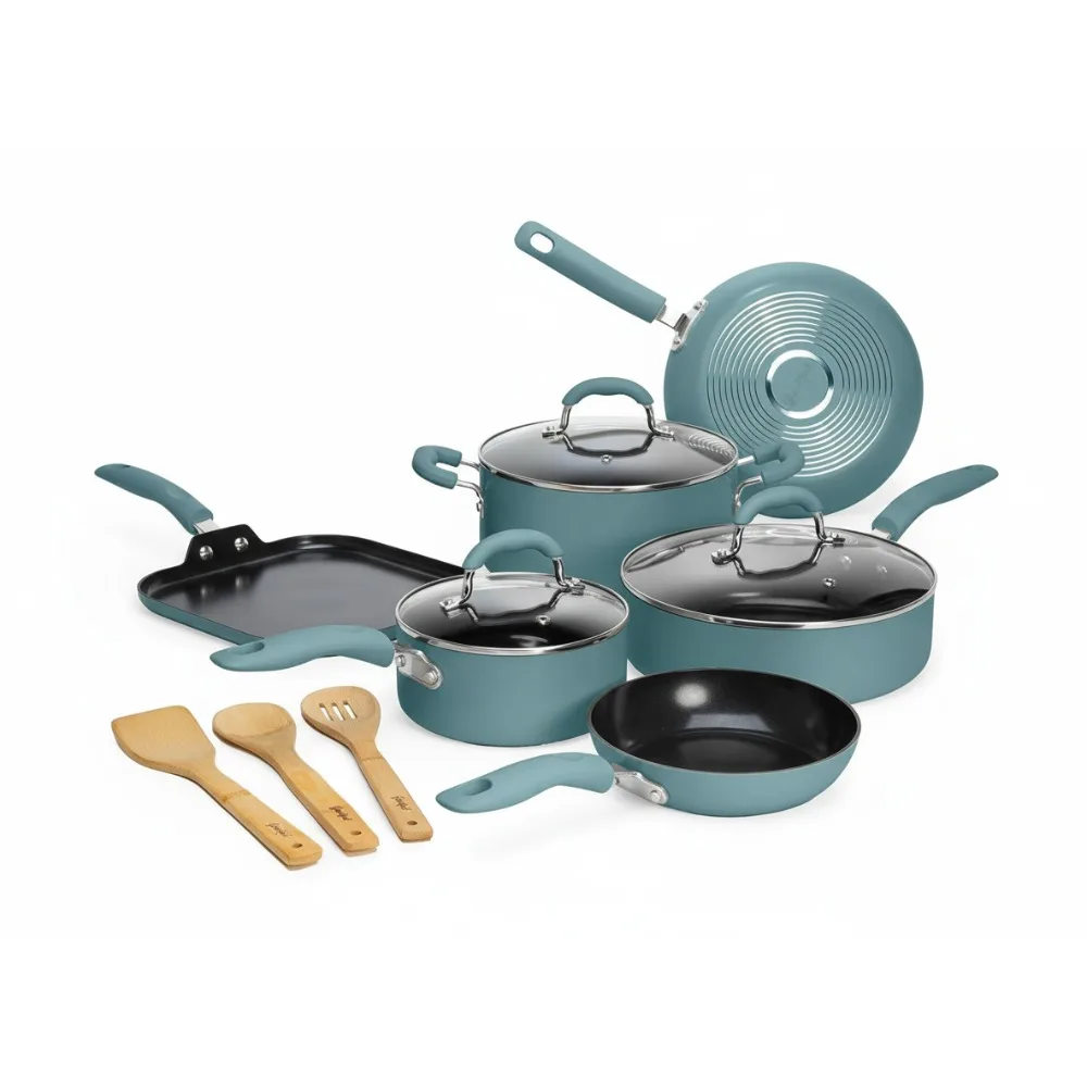 Premium Ceramic Nonstick Cookware Set, PFOA-Free Dishwasher Safe 12-Piece Kitchen Essentials for Healthy Cooking
Premium Ceramic Nonstick Cookware Set, PFOA-Free Dishwasher Safe 12-Piece Kitchen Essentials for Healthy Cooking