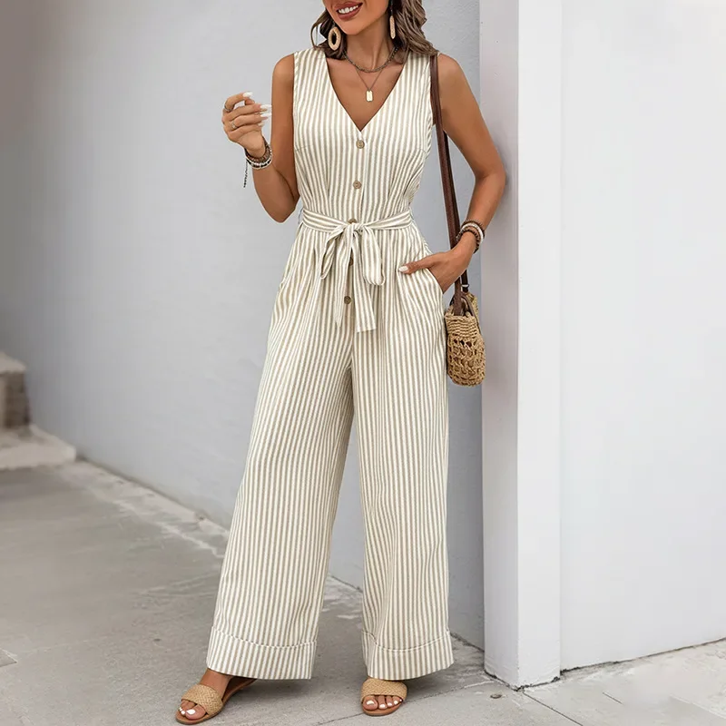 2026 new casual simple jumpsuit striped jumpsuit
2026 new casual simple jumpsuit striped jumpsuit