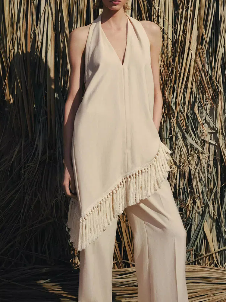 New Summer 2026 Women's Casual Wide Leg Pants Top Fashion Commute Style Loose Fit No Sleeve Necktie Design mid Length
New Summer 2026 Women's Casual Wide Leg Pants Top Fashion Commute Style Loose Fit No Sleeve Necktie Design mid Length