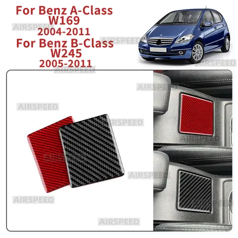 Pegatina de fibra de carbono auténtica para Mercedes Benz Clase A B W169 W245 2004 2005 2006 2007 2008 2009 2010 2011, para la caja del reposabrazos inferior
