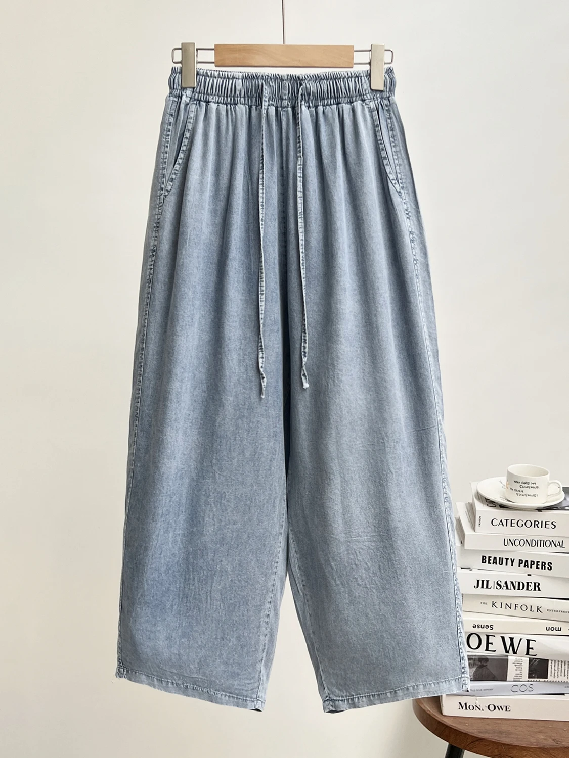 High Waist Wide Leg Denim Pants Women's Casual Elastic Waist Drawstring Shape Pants Slimming Knife Pants
High Waist Wide Leg Denim Pants Women's Casual Elastic Waist Drawstring Shape Pants Slimming Knife Pants