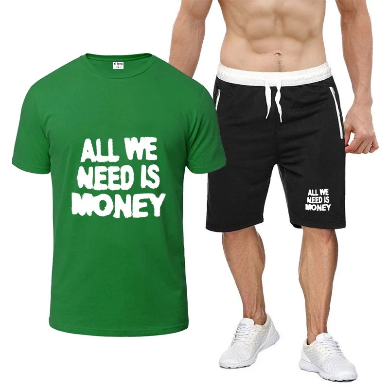 2026 Streetwear All We Need Is Money Graphic New Men's Summer Eight Color Short-sleeved Set Casual T-shirt + Shorts Suit
2026 Streetwear All We Need Is Money Graphic New Men's Summer Eight Color Short-sleeved Set Casual T-shirt + Shorts Suit