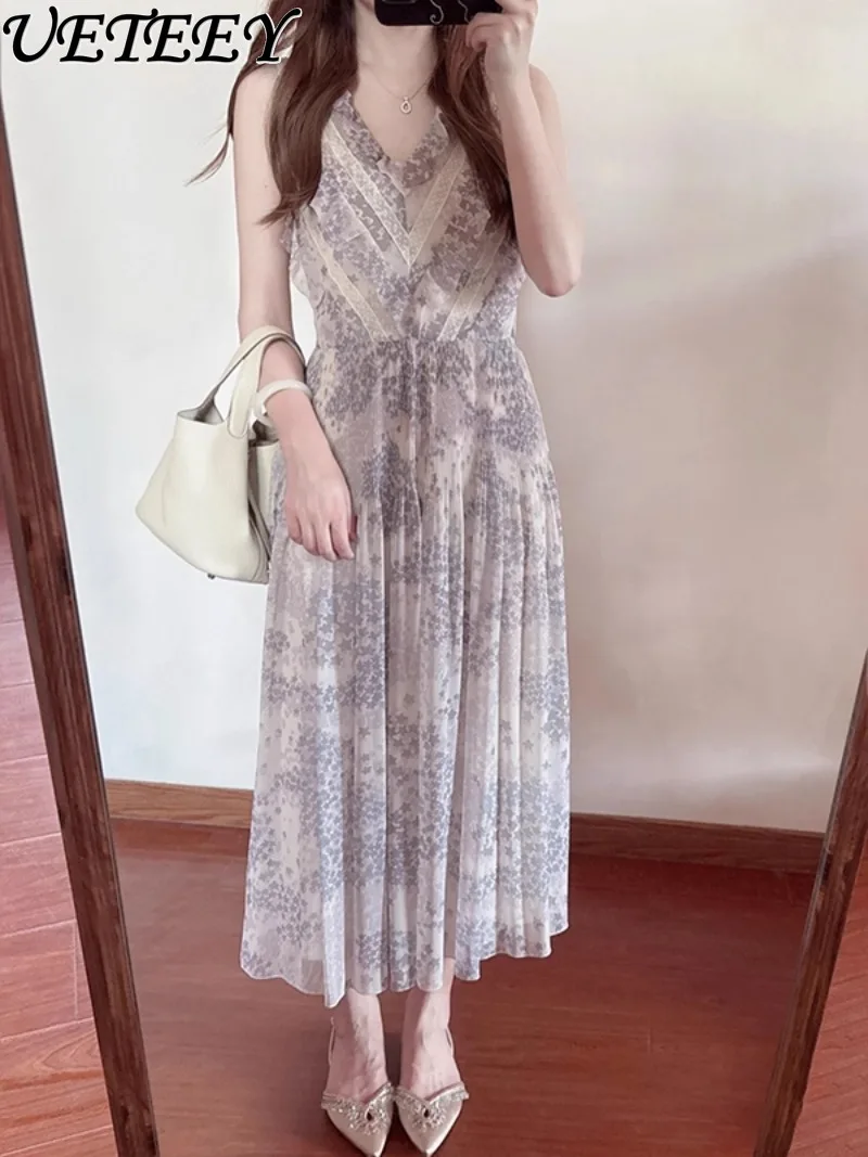 Japanese 2025 Summer New Sweet Girls Lace Splicing V-neck Dress Elegant High Waist Mid-length Printed Dresses for Women
Japanese 2025 Summer New Sweet Girls Lace Splicing V-neck Dress Elegant High Waist Mid-length Printed Dresses for Women