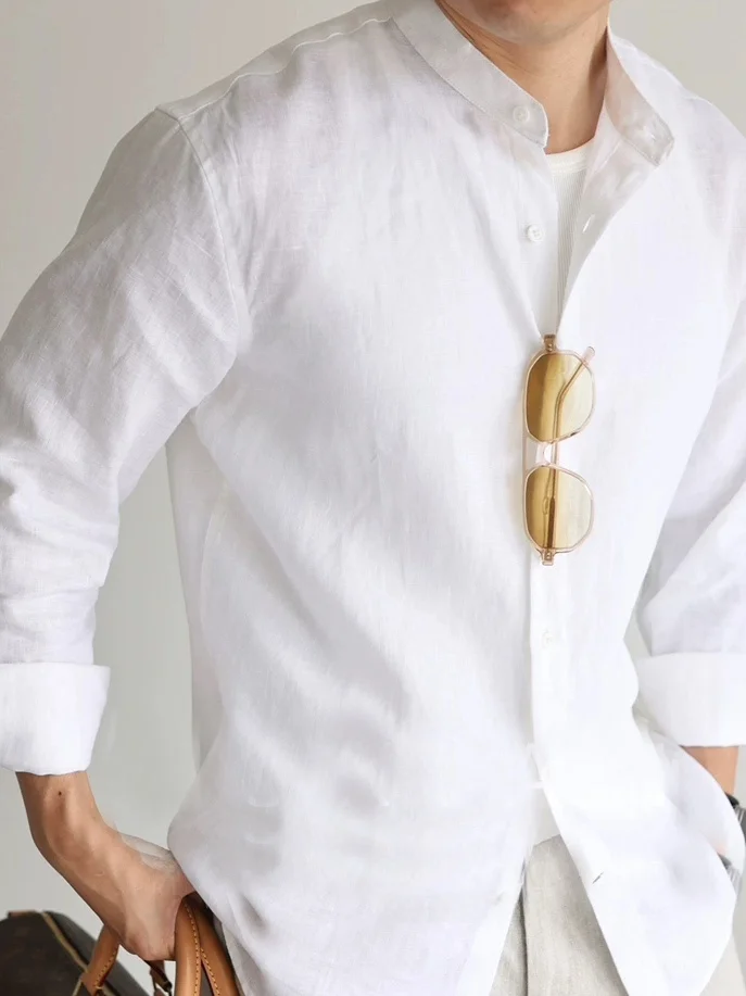 Men's Slim Fit Long Sleeve White Cotton Linen Shirt Business Casual Commute Workwear Breathable Linen Shirt European Style
Men's Slim Fit Long Sleeve White Cotton Linen Shirt Business Casual Commute Workwear Breathable Linen Shirt European Style