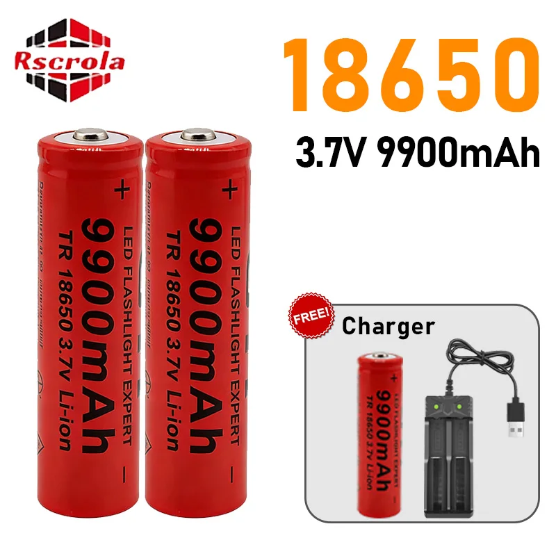 3.7V 18650 Rechargeable Li-ion Battery 9900mAh Overcharge Protection For Flashlight, Torch & Headlamp With Included Charger
3.7V 18650 Rechargeable Li-ion Battery 9900mAh Overcharge Protection For Flashlight, Torch & Headlamp With Included Charger