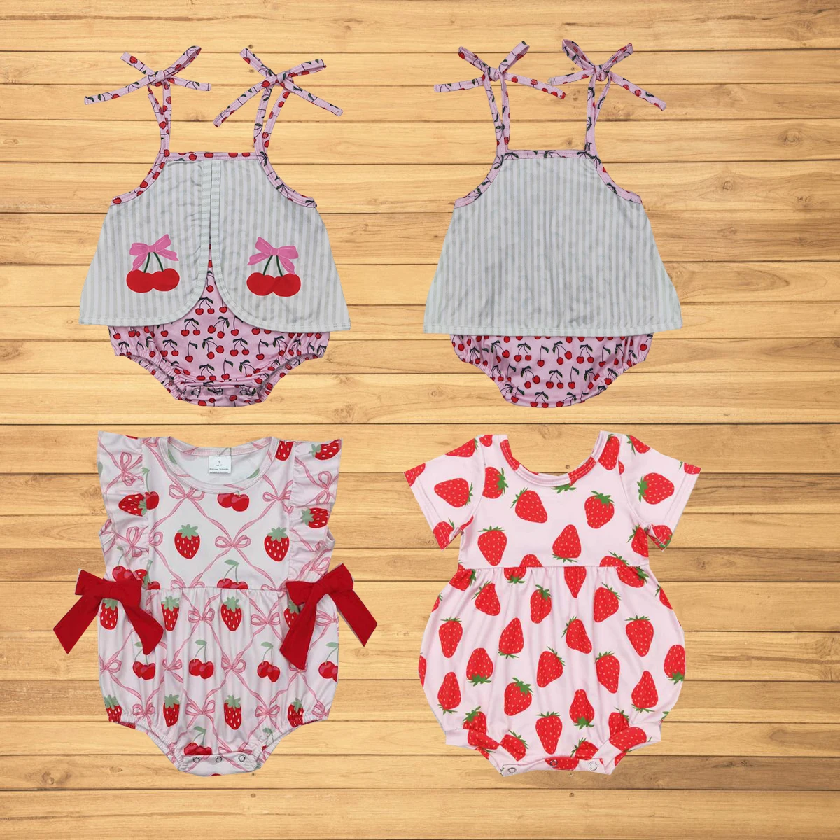 Wholesale hot sale western boutique newborn toddler Baby Infant Girls Cute Cherry Strawberry Straps Rompers
Wholesale hot sale western boutique newborn toddler Baby Infant Girls Cute Cherry Strawberry Straps Rompers