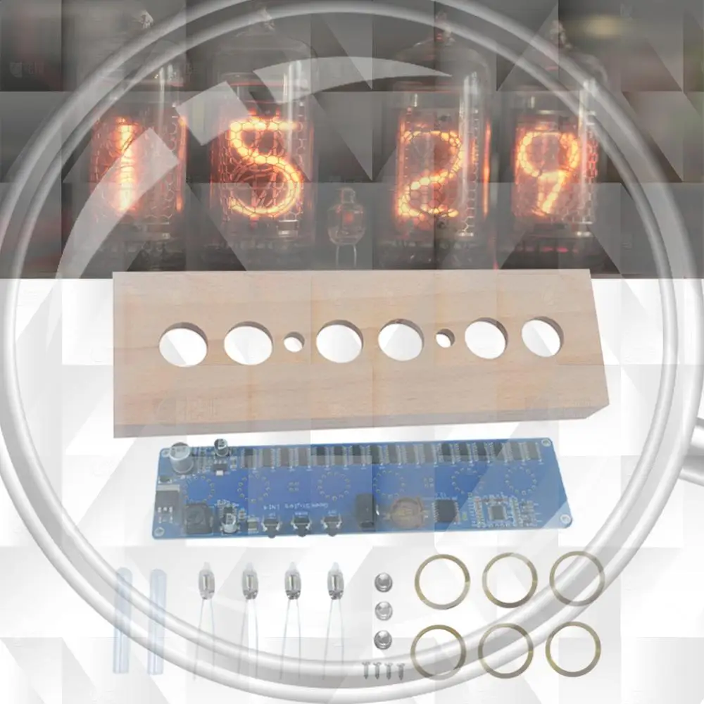 IN14 Glow Tube Clock Assembly Kit Beech Wood Shell IN14 Nixie Tube Digital LED Clock Electronic DIY Kit DC12V 1A for Experiments
IN14 Glow Tube Clock Assembly Kit Beech Wood Shell IN14 Nixie Tube Digital LED Clock Electronic DIY Kit DC12V 1A for Experiments