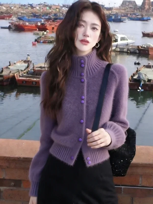 Весна 2026: Женский фиолетовый вязаный джемпер с высоким воротником и длинными рукавами, повседневный тонкий трикотажный топ для носки поверх одежды, средней толщины, теплый
Весна 2026: Женский фиолетовый вязаный джемпер с высоким воротником и длинными рукавами, повседневный тонкий трикотажный топ для носки поверх одежды, средней толщины, теплый