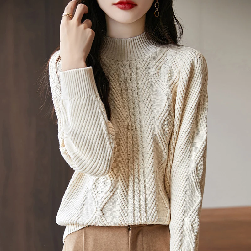 Women Sweater Mock Neck Fashion Thick Warm Pullovers Solid Long Sleeve Undershirt Knitted Sweater Autumn Winter Jumper Knitwear
Women Sweater Mock Neck Fashion Thick Warm Pullovers Solid Long Sleeve Undershirt Knitted Sweater Autumn Winter Jumper Knitwear