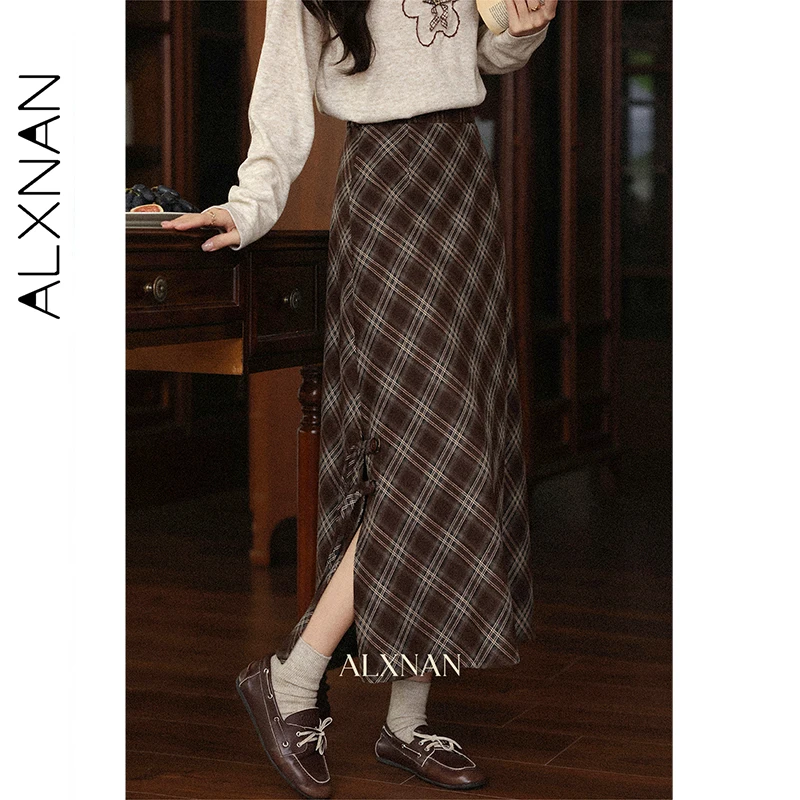 ALXNAN коричневая клетчатая юбка женская винтажная элегантная шикарная длинная юбка с разрезом на пуговицах 23 осень новая офисная женская одежда L57033
ALXNAN коричневая клетчатая юбка женская винтажная элегантная шикарная длинная юбка с разрезом на пуговицах 23 осень новая офисная женская одежда L57033