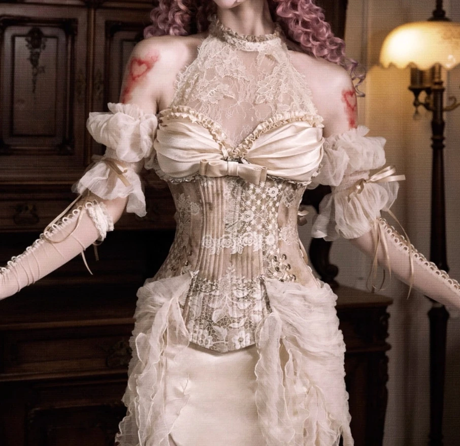 Original Gothic Women's Sleeveless Lace Stitching Fishbone Corset Elegant Pleated Fishtail Skirt Halloween Cos Princess Outfits
Original Gothic Women's Sleeveless Lace Stitching Fishbone Corset Elegant Pleated Fishtail Skirt Halloween Cos Princess Outfits