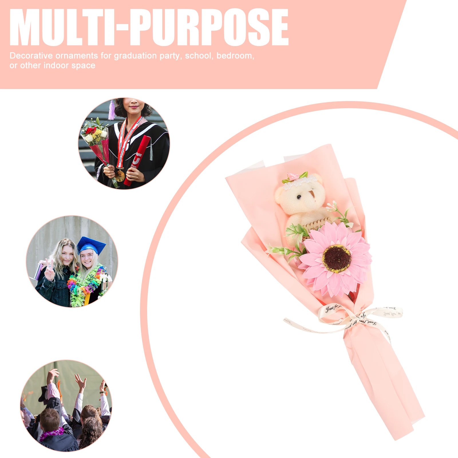 2Pcs Pink Roses Bouquet for Graduation Party Supplies Gift Flower Decoration Home Office Car nament Bear Flower Bouquet
2Pcs Pink Roses Bouquet for Graduation Party Supplies Gift Flower Decoration Home Office Car nament Bear Flower Bouquet