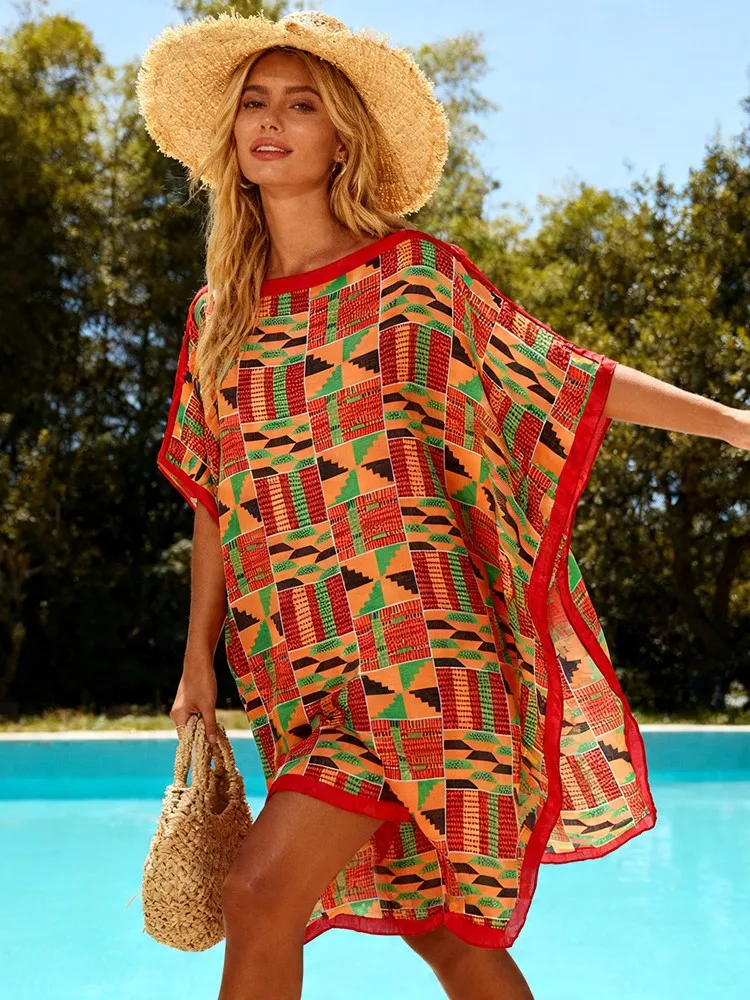 Summer Cover Ups Women Swimsuit Short Sleeve Robes Bathing Suit New Print Beach Holiday Flower Printing Mini Dresses Cover-Up
Summer Cover Ups Women Swimsuit Short Sleeve Robes Bathing Suit New Print Beach Holiday Flower Printing Mini Dresses Cover-Up