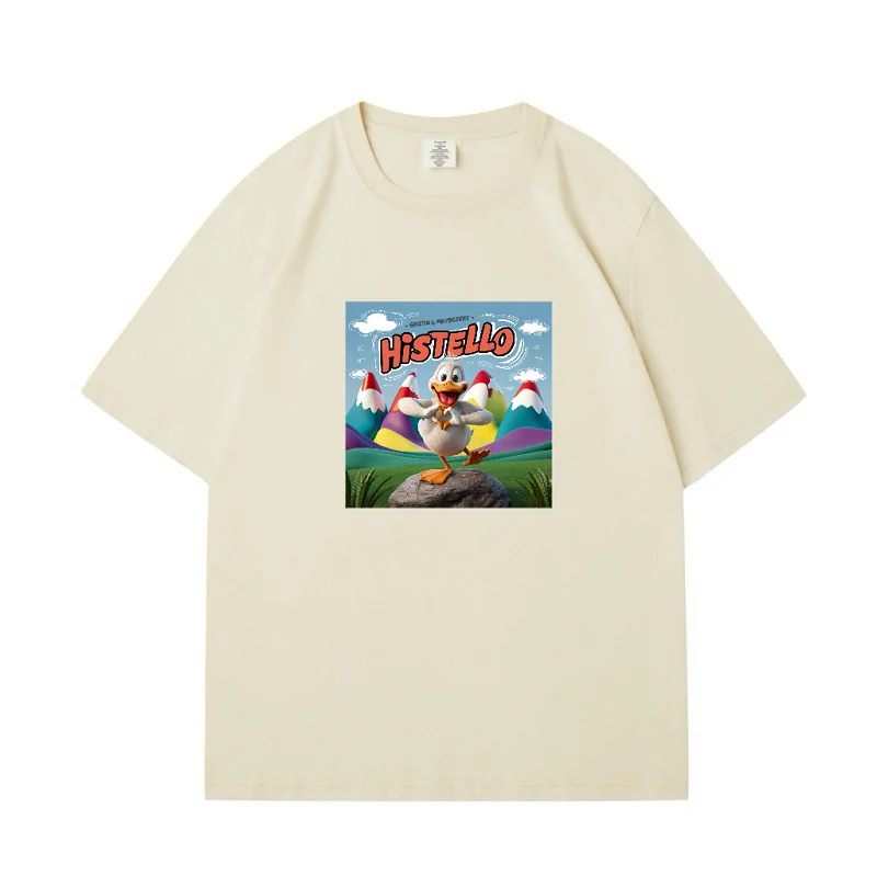 HISTELLO 230g Women's Printed Short Sleeve 100% Cotton Breathable Round Neck T-shirt Funny Duck Loose T-shirt Unisex Summer Top
HISTELLO 230g Women's Printed Short Sleeve 100% Cotton Breathable Round Neck T-shirt Funny Duck Loose T-shirt Unisex Summer Top