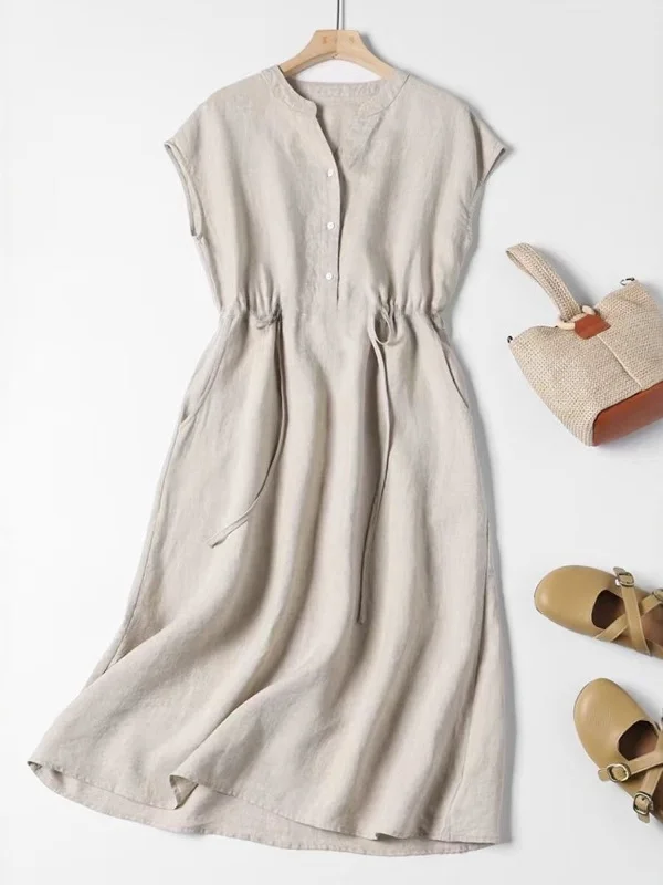 Summer Fashion Artistic Vintage Color Midi Dress Women's Short Sleeve Loose Fit Decorative Stitching A-Line Skirt
Summer Fashion Artistic Vintage Color Midi Dress Women's Short Sleeve Loose Fit Decorative Stitching A-Line Skirt