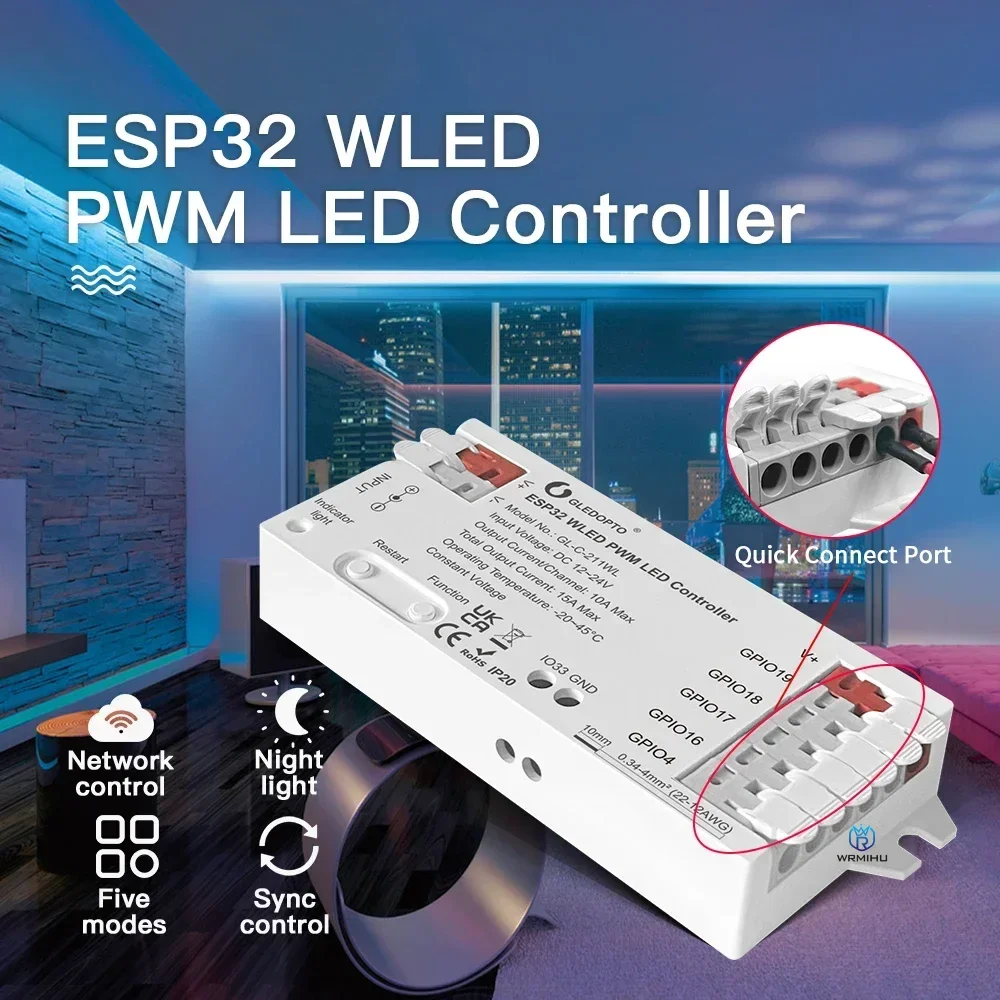 GLEDOPTO WLED ESP32 PWM 5-в-1 светодиодный контроллер Wi-Fi DC Smart Home App Control RGB CCT RGBW DIMMER WWCW RGB Five Schemes освещения
GLEDOPTO WLED ESP32 PWM 5-в-1 светодиодный контроллер Wi-Fi DC Smart Home App Control RGB CCT RGBW DIMMER WWCW RGB Five Schemes освещения