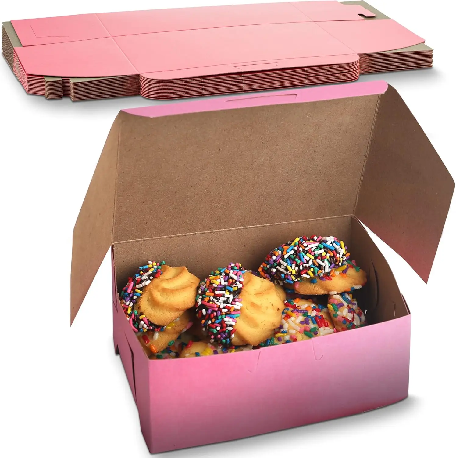 Pink Cookie Boxes 6x4.5x2.75in - Elegant Bakery Boxes No-Window, Pack of 25 - Made in USA
Pink Cookie Boxes 6x4.5x2.75in - Elegant Bakery Boxes No-Window, Pack of 25 - Made in USA