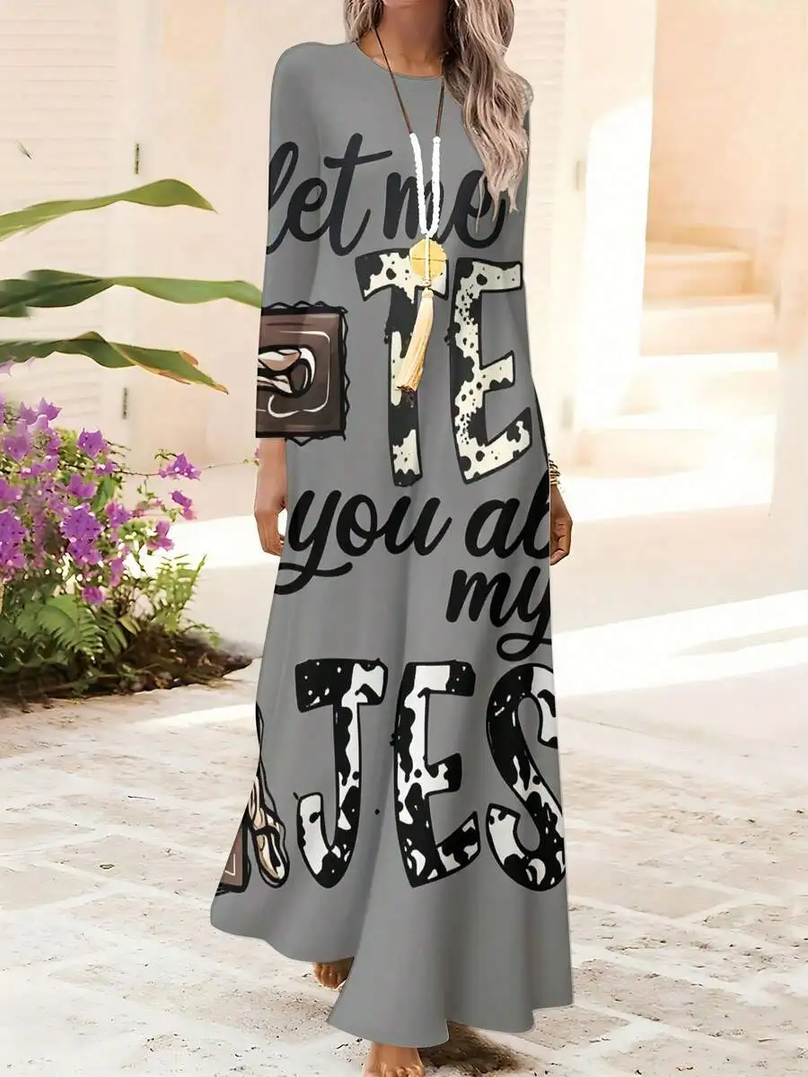 Long Sleeve Knit T-Shirt Dress With Jesus Graphic Print Casual Maxi Dress
Long Sleeve Knit T-Shirt Dress With Jesus Graphic Print Casual Maxi Dress