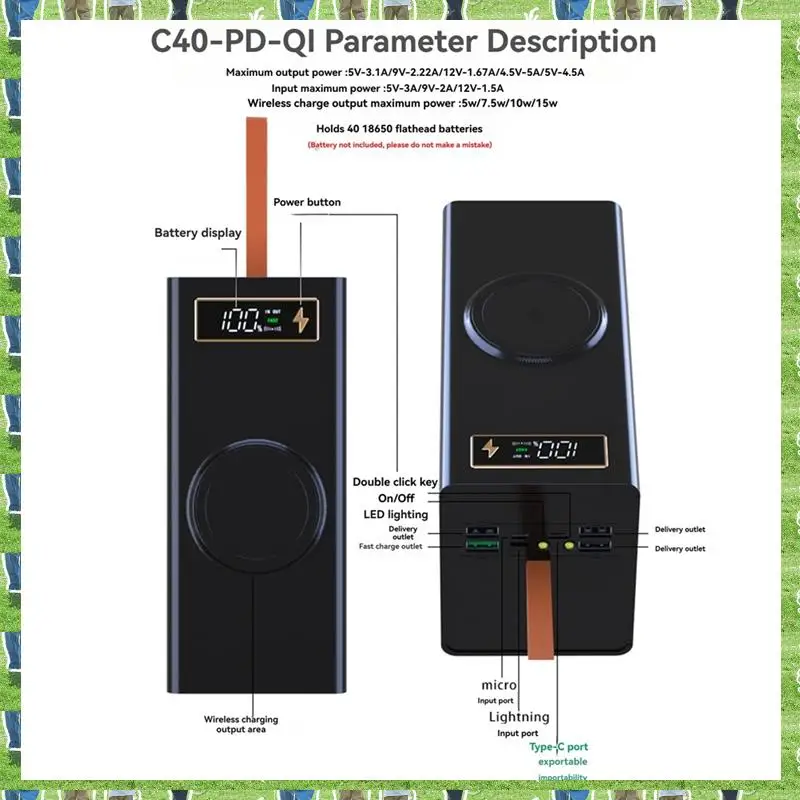 FTS DIY Power Case Box 40X18650 Аккумулятор со светодиодной подсветкой и усовершенствованными протоколами зарядки Съемный аккумуляторный чехол
FTS DIY Power Case Box 40X18650 Аккумулятор со светодиодной подсветкой и усовершенствованными протоколами зарядки Съемный аккумуляторный чехол