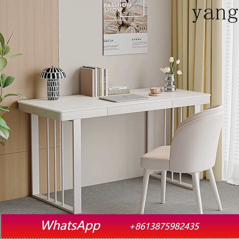 LTT pure white rock slab desk light luxury modern simple bedroom home office table and chair combination
LTT pure white rock slab desk light luxury modern simple bedroom home office table and chair combination
