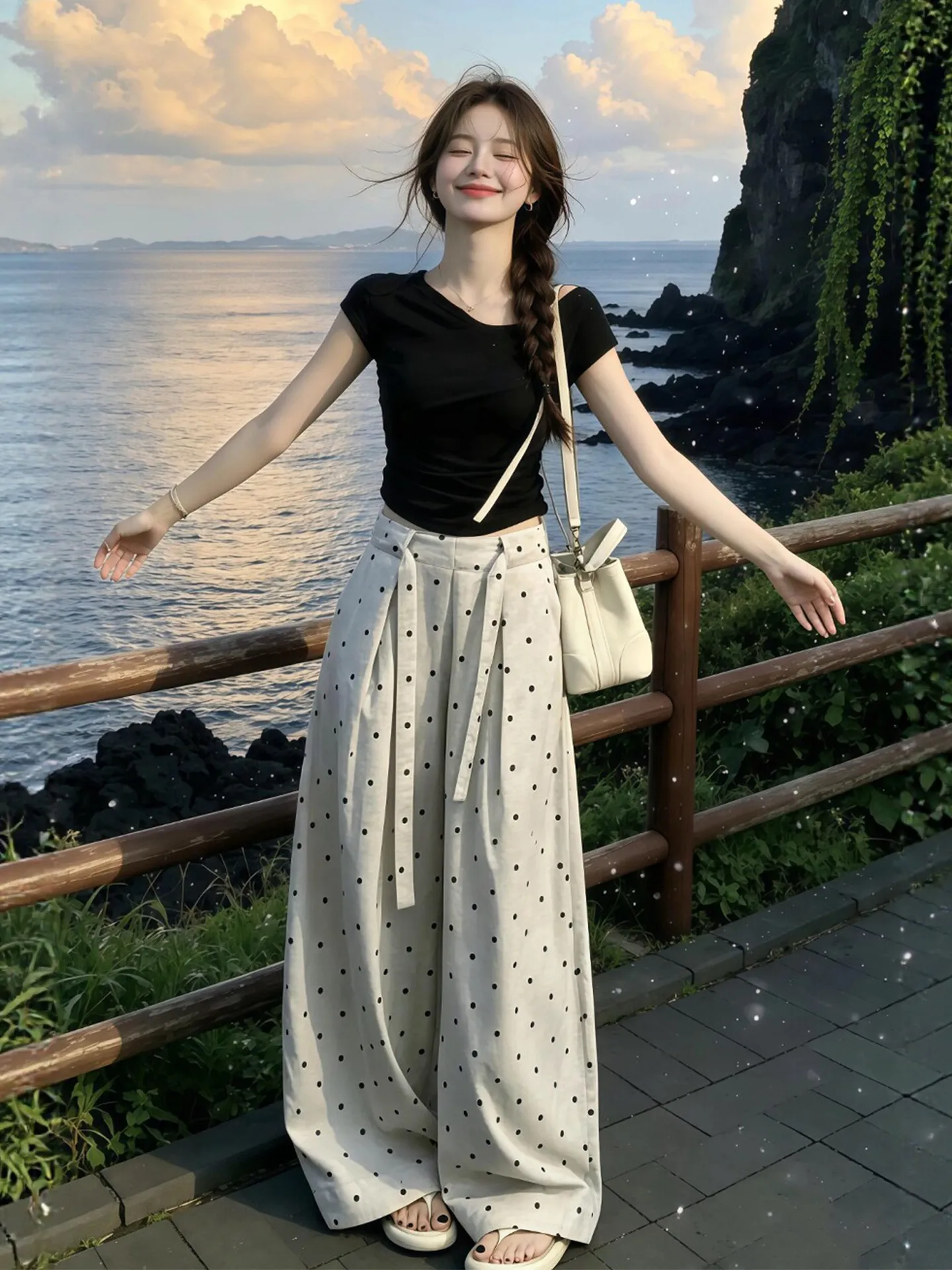 Summer plus Size Women's T-shirt And Wide Leg Pants Set Polka Dot Loose Fit Casual Style Short Sleeve V-neck High Waist
Summer plus Size Women's T-shirt And Wide Leg Pants Set Polka Dot Loose Fit Casual Style Short Sleeve V-neck High Waist