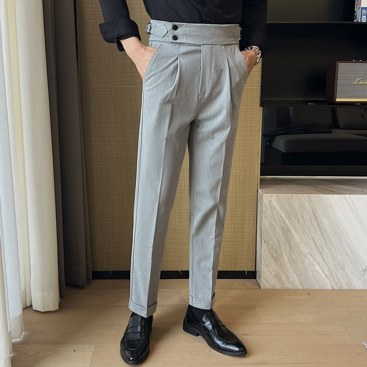 Naples High Waisted Men Suit Pants 2025 New British Style Solid Slim Fit Business Casual Formal Trousers High Quality Mens Pants
Naples High Waisted Men Suit Pants 2025 New British Style Solid Slim Fit Business Casual Formal Trousers High Quality Mens Pants
