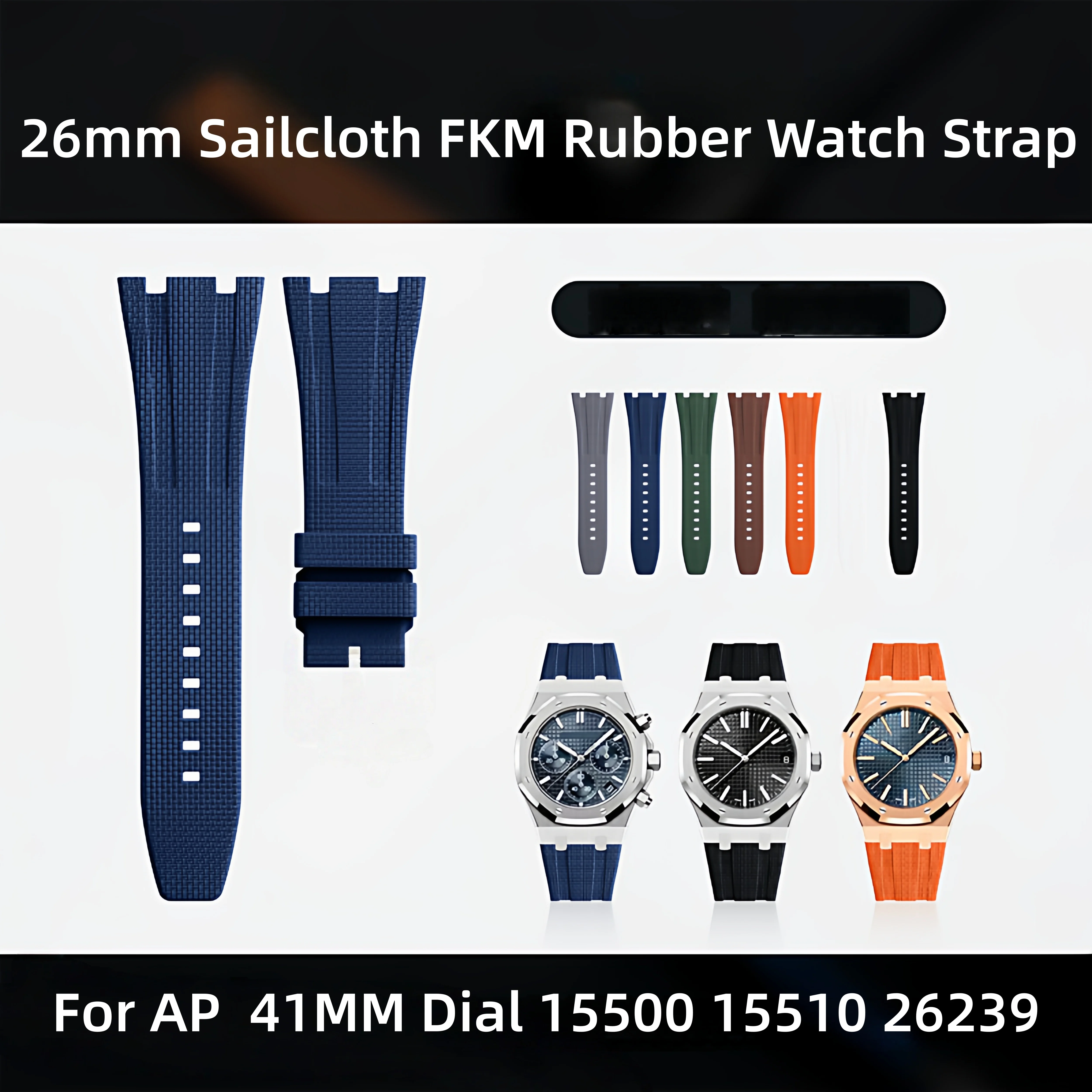 26mm Fit For Audemars Piguet Royal Oak Sailcloth Pattern FKM Rubber Watch Strap For AP15400/26240/15500/26331 Watch Band
26mm Fit For Audemars Piguet Royal Oak Sailcloth Pattern FKM Rubber Watch Strap For AP15400/26240/15500/26331 Watch Band