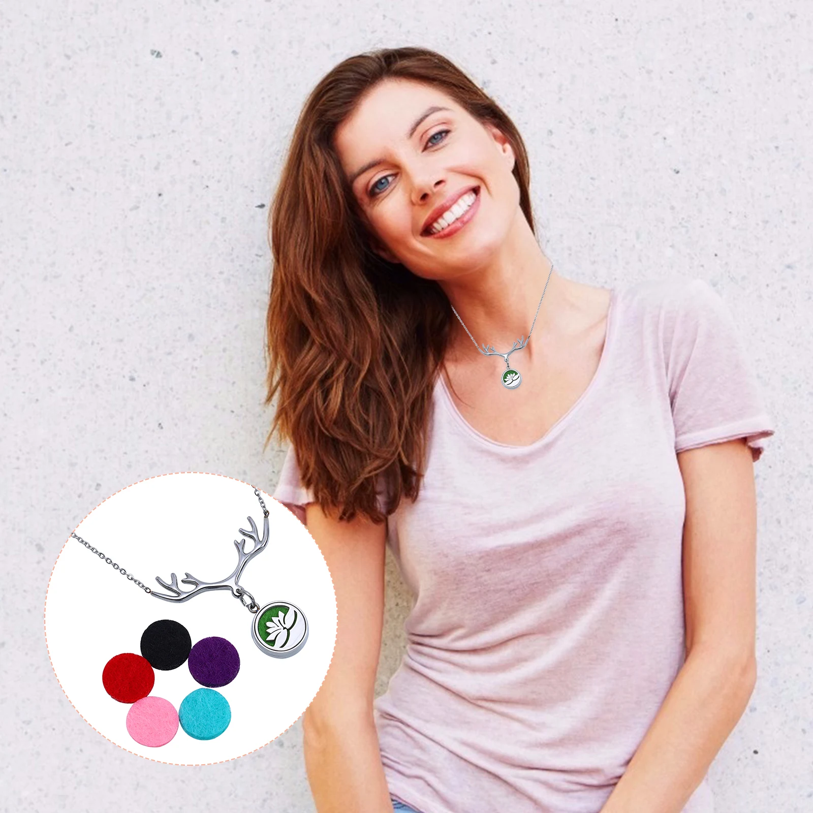Lotus Necklace Aromatherapy Diffuser Choker Essential Oil Locket Pendant Stylish Winter Accessory for Women Elk Antler Necklace
Lotus Necklace Aromatherapy Diffuser Choker Essential Oil Locket Pendant Stylish Winter Accessory for Women Elk Antler Necklace