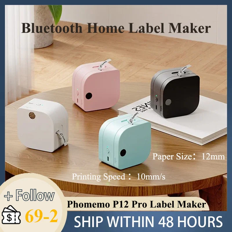 Phomemo P12 Pro Label Maker Machine with Tape Mini Bluetooth Label Printer Wireless Labeler Sticker Maker for Office
Phomemo P12 Pro Label Maker Machine with Tape Mini Bluetooth Label Printer Wireless Labeler Sticker Maker for Office