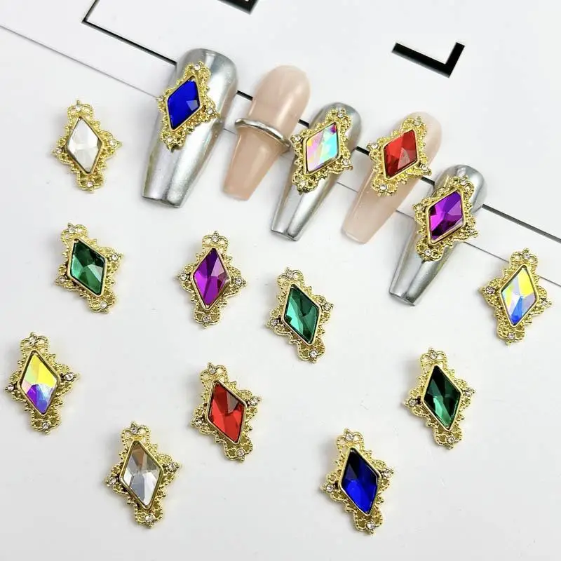 10Pcs Light Luxury Metal Alloy Lozenge Nail Charms Colorful Glass Diamond Inlaid Geometric Nail Art Decorations for DIY Nails
10Pcs Light Luxury Metal Alloy Lozenge Nail Charms Colorful Glass Diamond Inlaid Geometric Nail Art Decorations for DIY Nails