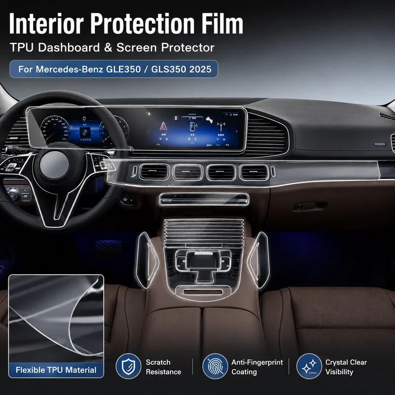 Interior Protection Film For Mercedes-Benz GLE350 GLS350 2025 TPU Dashboard Navigation Screen Cover Car Accessories
Interior Protection Film For Mercedes-Benz GLE350 GLS350 2025 TPU Dashboard Navigation Screen Cover Car Accessories