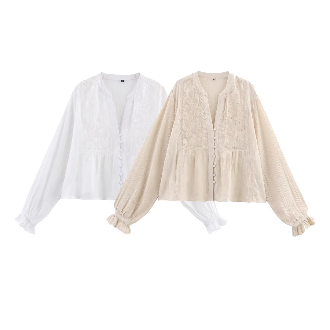 2025 летняя женская новая женская рубашка с длинным рукавом с вышивкой, модная простая короткая рубашка с вышивкой в стиле ретро
2025 летняя женская новая женская рубашка с длинным рукавом с вышивкой, модная простая короткая рубашка с вышивкой в стиле ретро