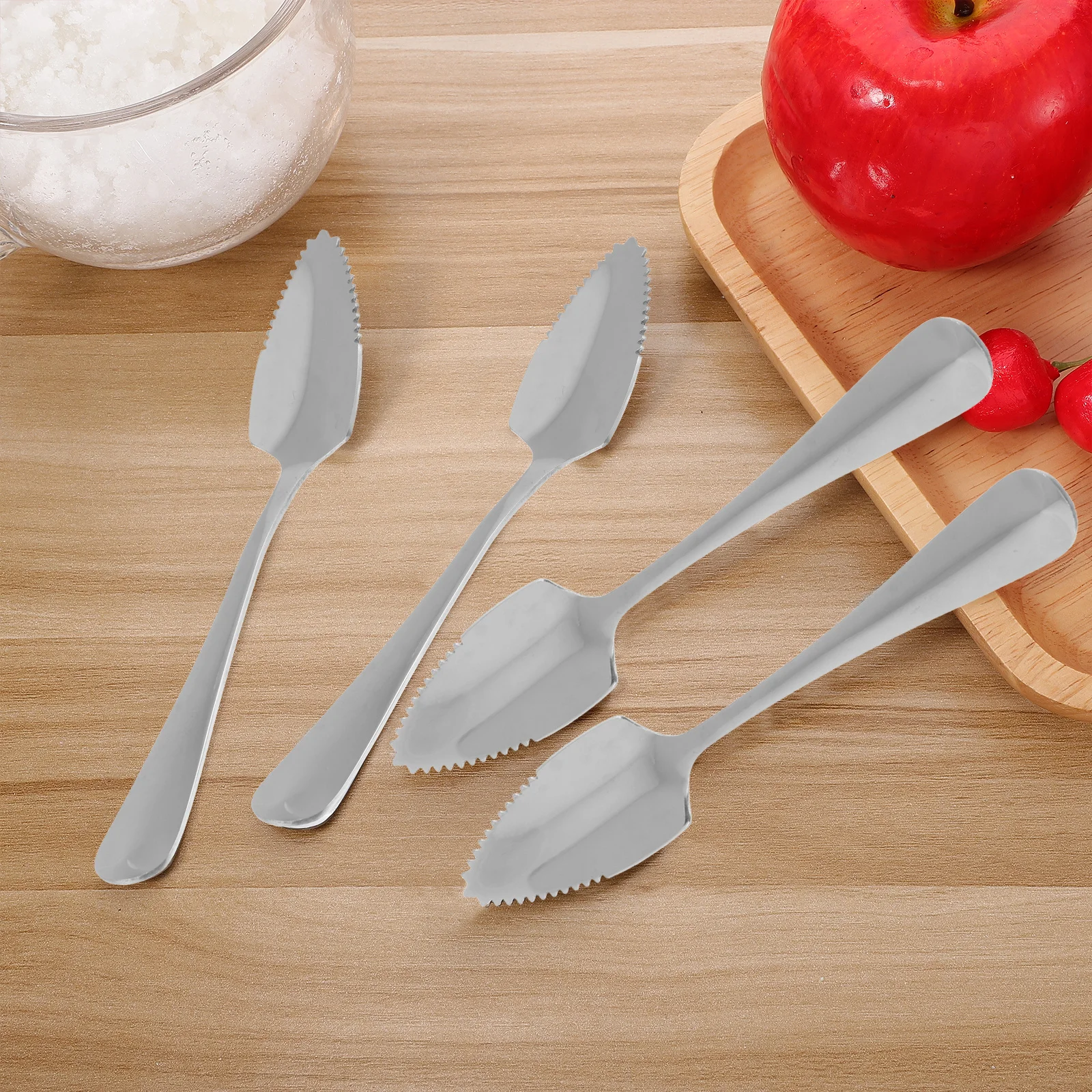 4Pcs Fruit Spoons Stainless Steel Serrated Edge Mirror Polished Grapefruit Spoon for Dessert Ice Cream Scoop Long Handle Baby
4Pcs Fruit Spoons Stainless Steel Serrated Edge Mirror Polished Grapefruit Spoon for Dessert Ice Cream Scoop Long Handle Baby