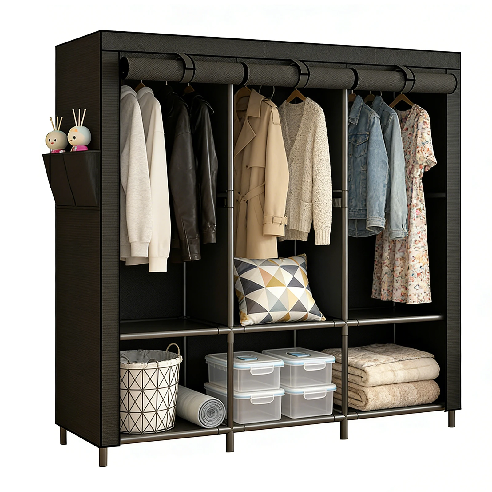 Wardrobe Closet for Hanging Clothes Portable Closet with Non-Woven Fabric Cover Storage Organizer for Bedroom Living Room
Wardrobe Closet for Hanging Clothes Portable Closet with Non-Woven Fabric Cover Storage Organizer for Bedroom Living Room