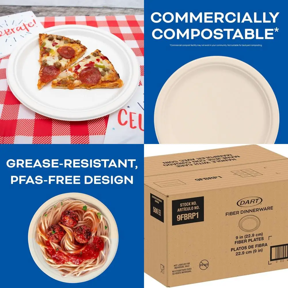 9 Inch Natural Compostable Fiber Dinner Plates, 500 Pack
9 Inch Natural Compostable Fiber Dinner Plates, 500 Pack