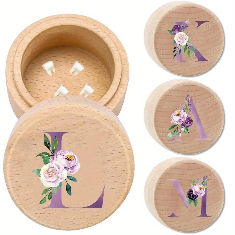 1pc Tooth Memorial Storage Box Round Wooden Tooth Keepsake Casket Multifunctional Wooden Storage Case Purple Letter Pattern
1pc Tooth Memorial Storage Box Round Wooden Tooth Keepsake Casket Multifunctional Wooden Storage Case Purple Letter Pattern