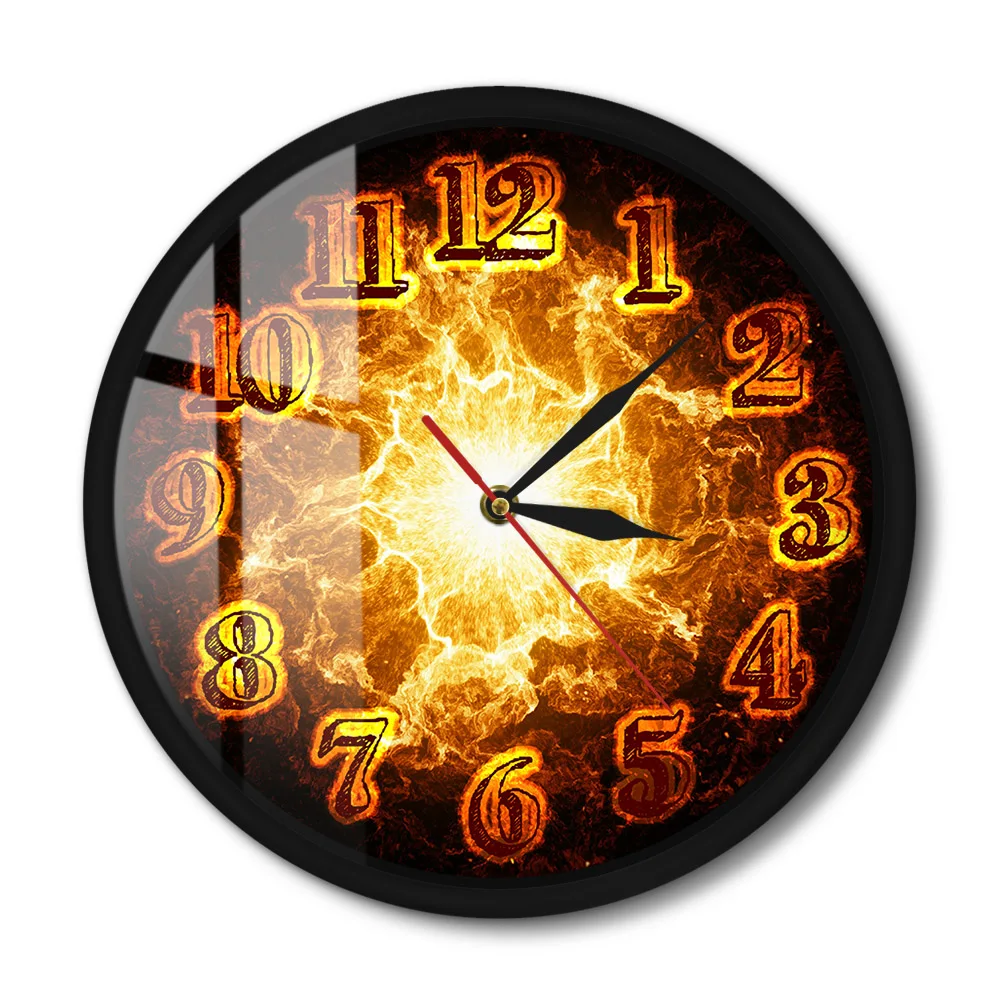 Decorative Blackout Fire Metal Frame Wall Clock Fireball Nuclear Reaction Burning Sphere Glowing Flames Silent Wall Watch
Decorative Blackout Fire Metal Frame Wall Clock Fireball Nuclear Reaction Burning Sphere Glowing Flames Silent Wall Watch
