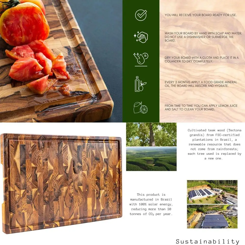 Разделочная доска из тикового дерева XXL — толщина 23x15x1,5, большая, прочная, с пазом для сока и нескользящей ручкой
Разделочная доска из тикового дерева XXL — толщина 23x15x1,5, большая, прочная, с пазом для сока и нескользящей ручкой