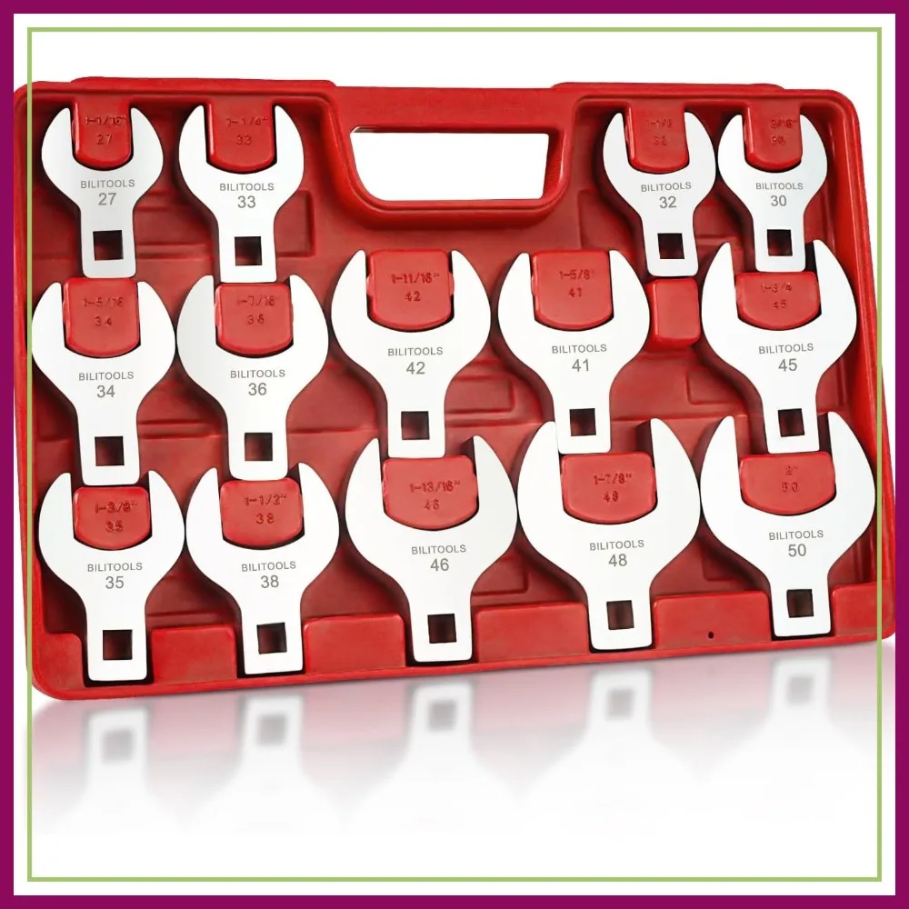 14-Piece Jumbo Crowfoot Wrench Set, 1/2" Drive, Metric 27-50 mm, CR-V Steel
14-Piece Jumbo Crowfoot Wrench Set, 1/2" Drive, Metric 27-50 mm, CR-V Steel