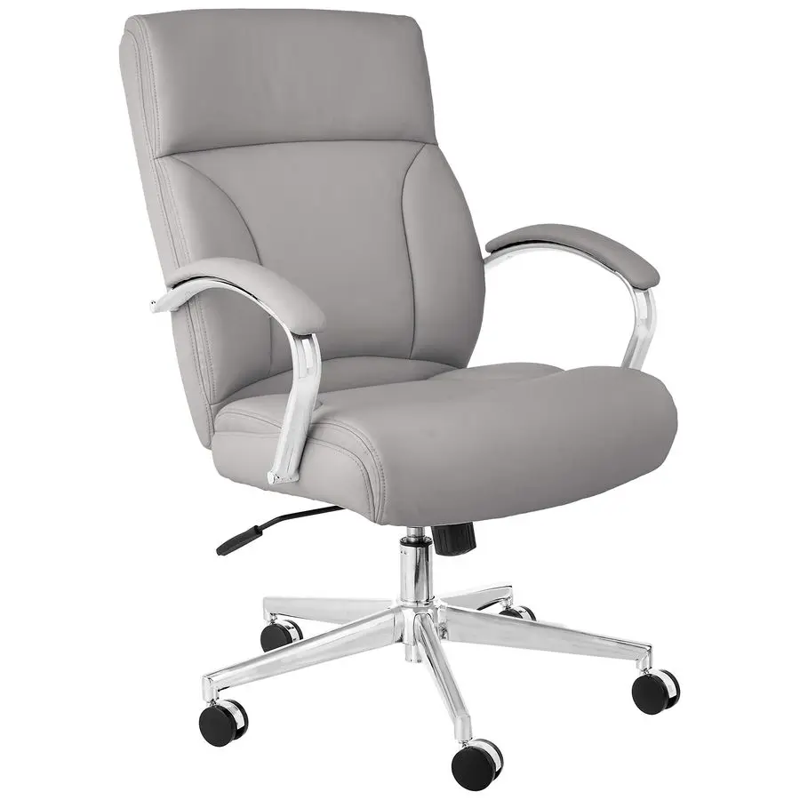 Basics Executive Desk Chair with Easy Assembly, 275lb Capacity, Oversized Cushion, 29.13D x 25.2W x 43.11H, Grey Bonded Leather
Basics Executive Desk Chair with Easy Assembly, 275lb Capacity, Oversized Cushion, 29.13D x 25.2W x 43.11H, Grey Bonded Leather