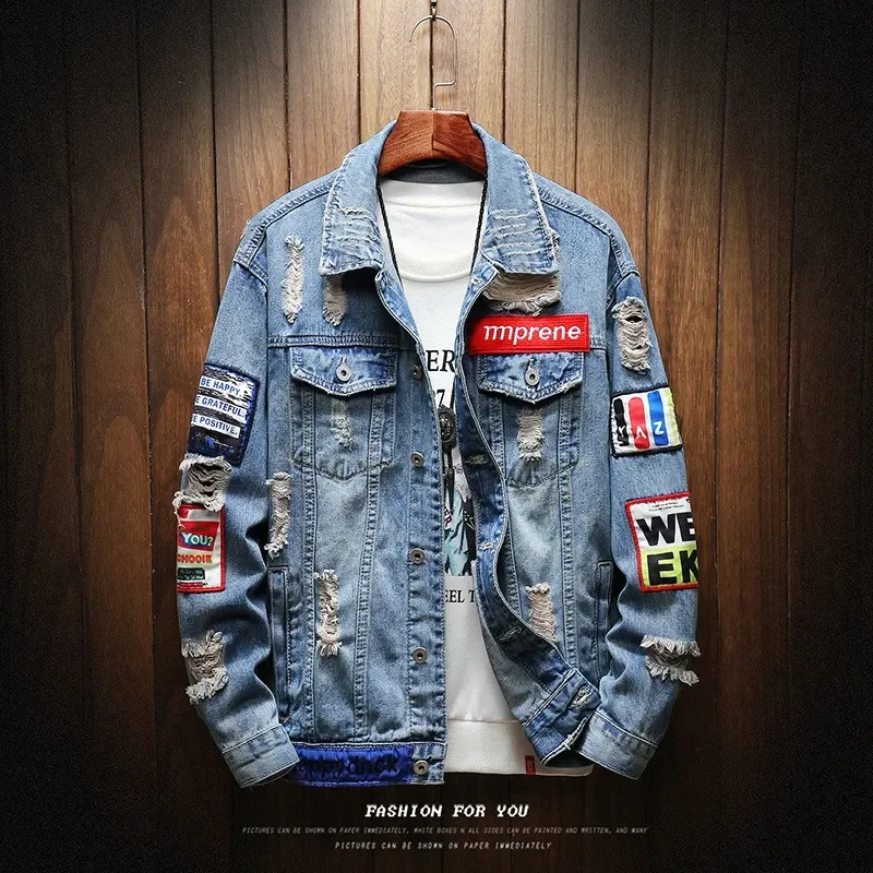 Men Denim Jacket Streetwear Vintage Hole Jeans Coats Outwear Spring Autumn Loose Casual Jean Jackets Hip Hop Fashion Jacket Men
Men Denim Jacket Streetwear Vintage Hole Jeans Coats Outwear Spring Autumn Loose Casual Jean Jackets Hip Hop Fashion Jacket Men