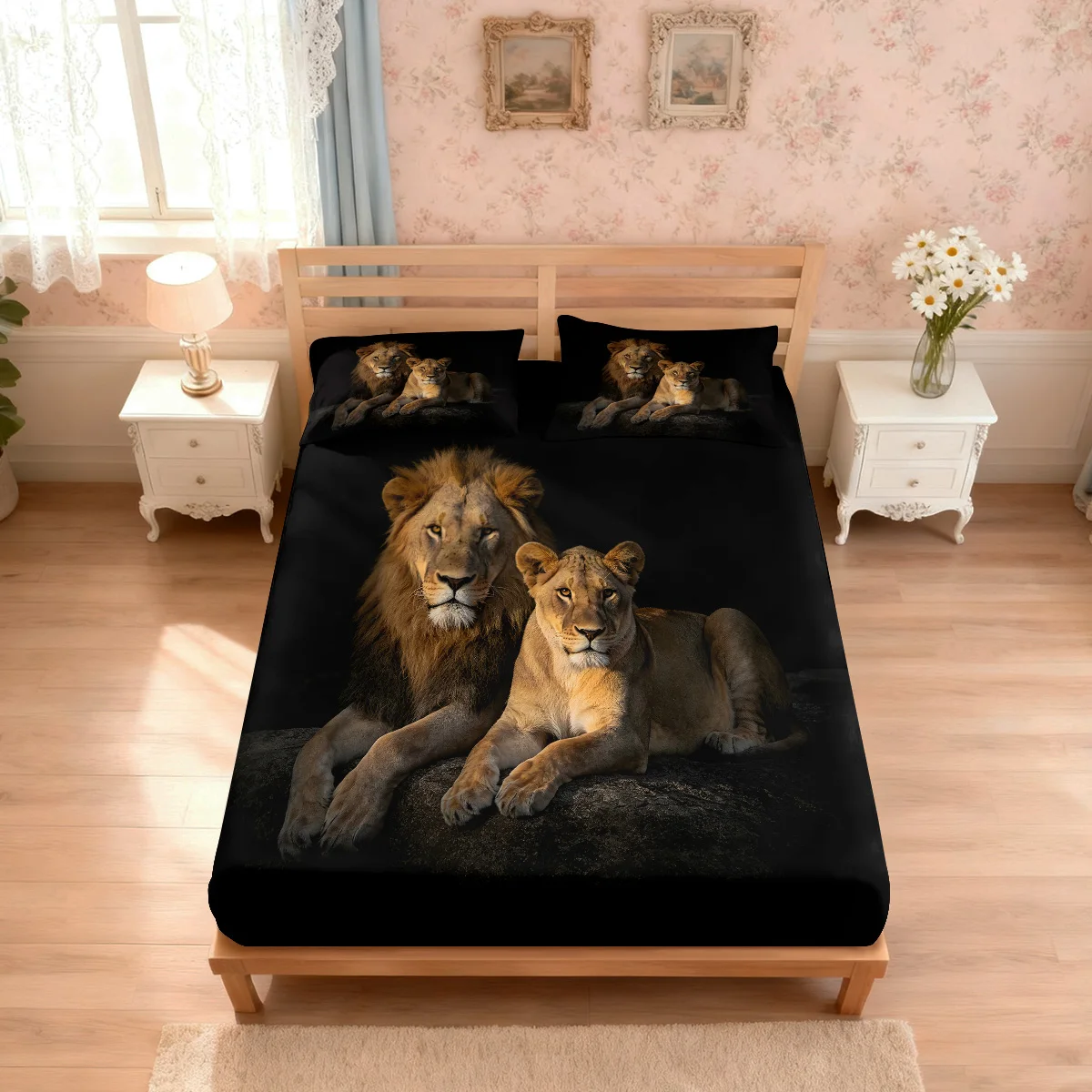 3pcs Fierce Lion Animal Print Chipless Bed Sheet Set Multiple Sizes Soft Bed Cover Bedroom Bedding Decoration Machine Washable
3pcs Fierce Lion Animal Print Chipless Bed Sheet Set Multiple Sizes Soft Bed Cover Bedroom Bedding Decoration Machine Washable