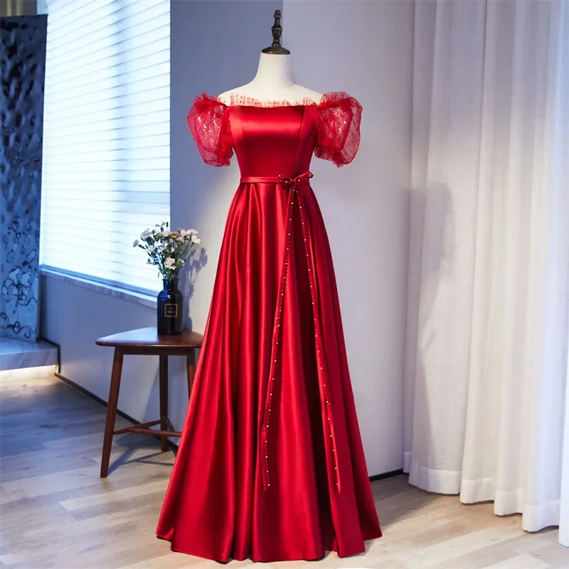 Customized Evening Dress Wine Red Satin Ruffles Beads Short Sleeves A-Line Floor-Length Plus size Woman Party Formal Gown B1116
Customized Evening Dress Wine Red Satin Ruffles Beads Short Sleeves A-Line Floor-Length Plus size Woman Party Formal Gown B1116